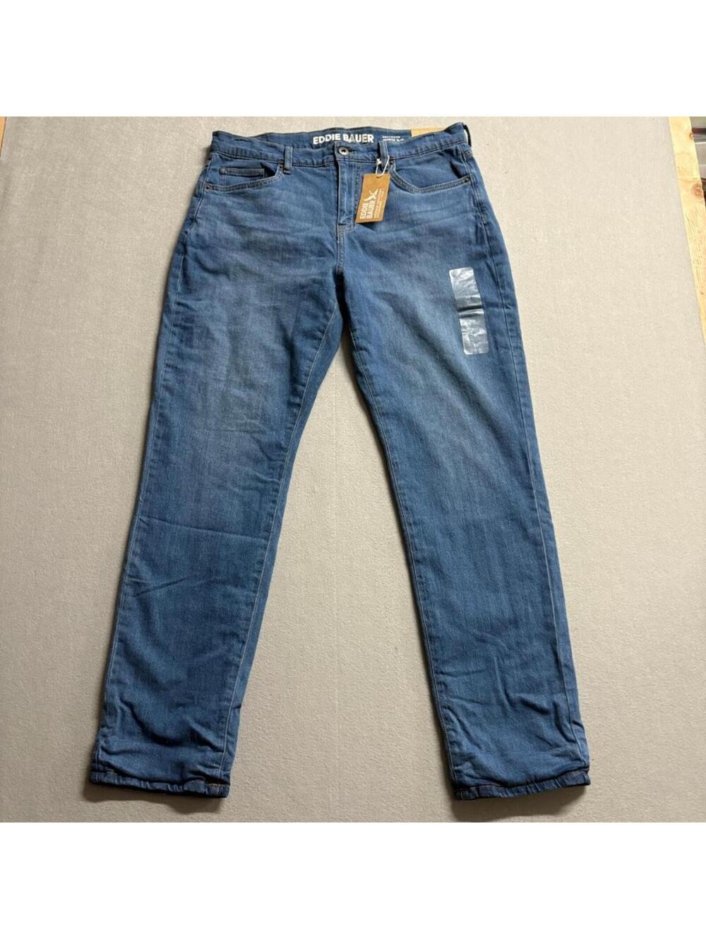 Eddie Bauer Flannel Lined Jeans Womens 10 Blue Boyfriend Midrise Slim NWT
